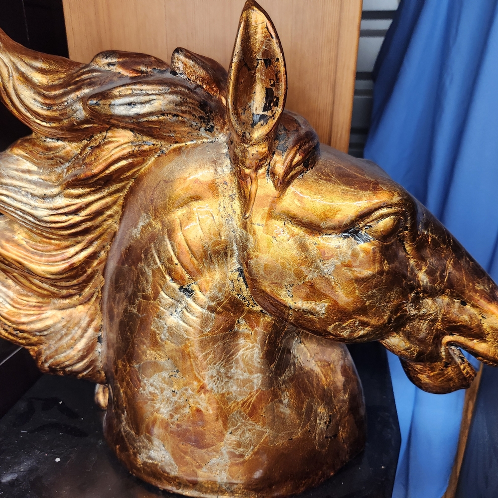Golden Horse Head Sculpture